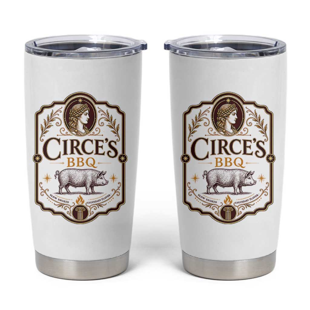 Circes BBQ Funny Greek Mythology Dark Humor Tumbler Cup Slow Smoked Legendary Flavor Odysseus Pigs Odyssey Parody