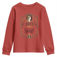 Circes BBQ Funny Greek Mythology Dark Humor Youth Sweatshirt Slow Smoked Legendary Flavor Odysseus Pigs Odyssey Parody