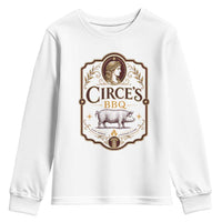Circes BBQ Funny Greek Mythology Dark Humor Youth Sweatshirt Slow Smoked Legendary Flavor Odysseus Pigs Odyssey Parody