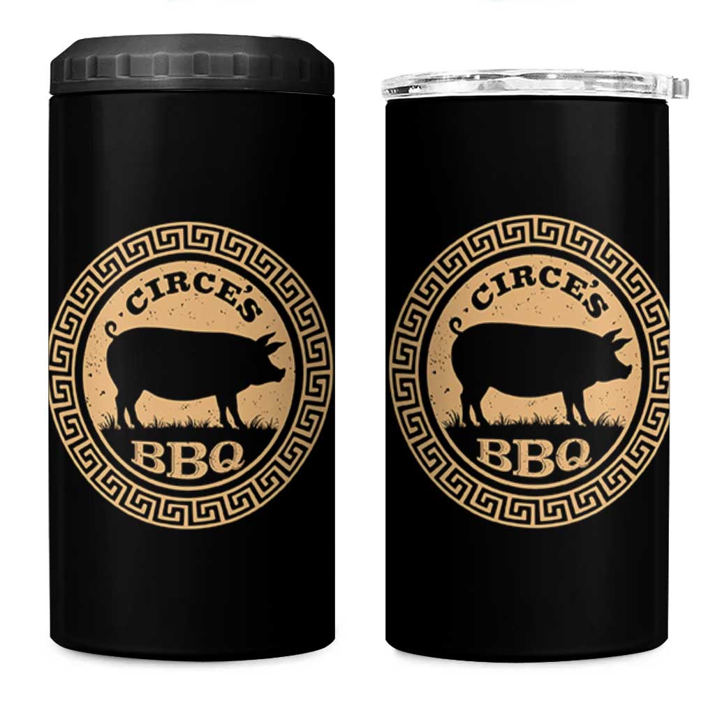 Circes BBQ Ancient Greek Mythology Dark Humor 4 in 1 Can Cooler Tumbler Odysseus Pigs Odyssey Parody History Lover Gift