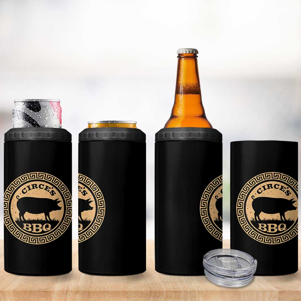 Circes BBQ Ancient Greek Mythology Dark Humor 4 in 1 Can Cooler Tumbler Odysseus Pigs Odyssey Parody History Lover Gift
