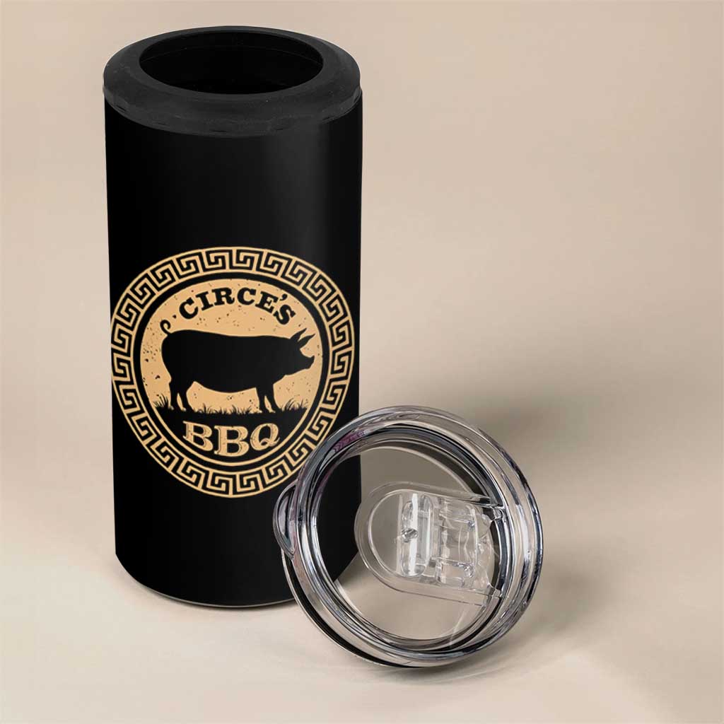 Circes BBQ Ancient Greek Mythology Dark Humor 4 in 1 Can Cooler Tumbler Odysseus Pigs Odyssey Parody History Lover Gift