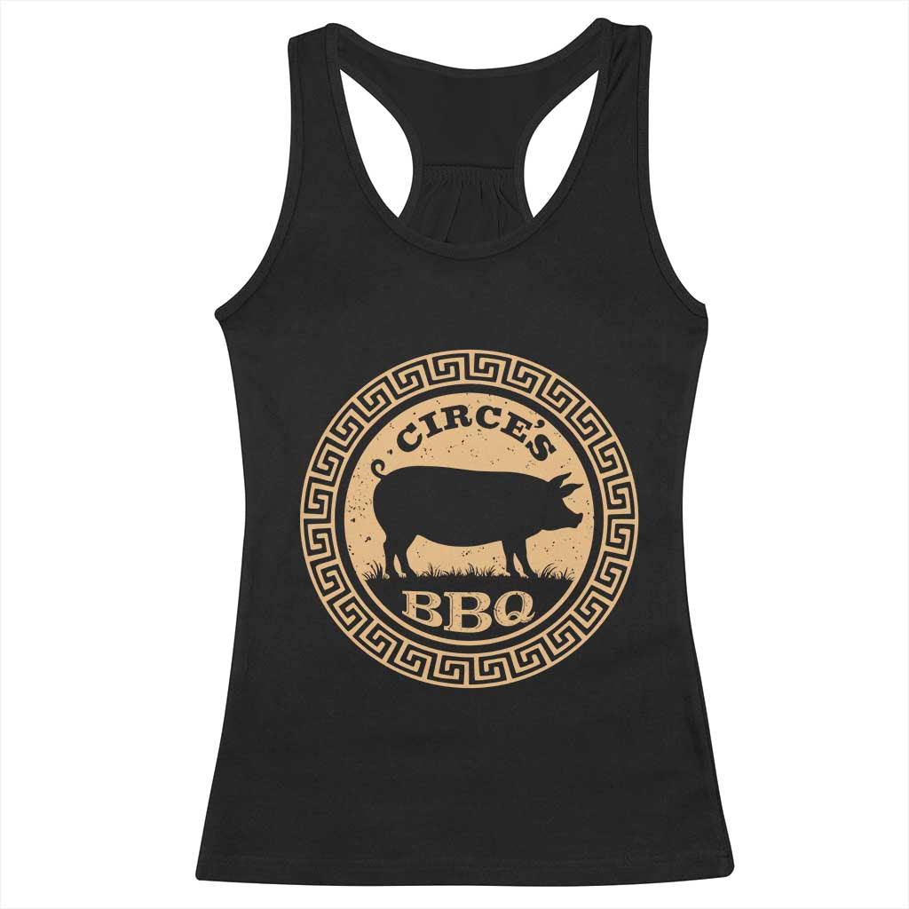 Circes BBQ Ancient Greek Mythology Dark Humor Racerback Tank Top Odysseus Pigs Odyssey Parody History Lover Gift