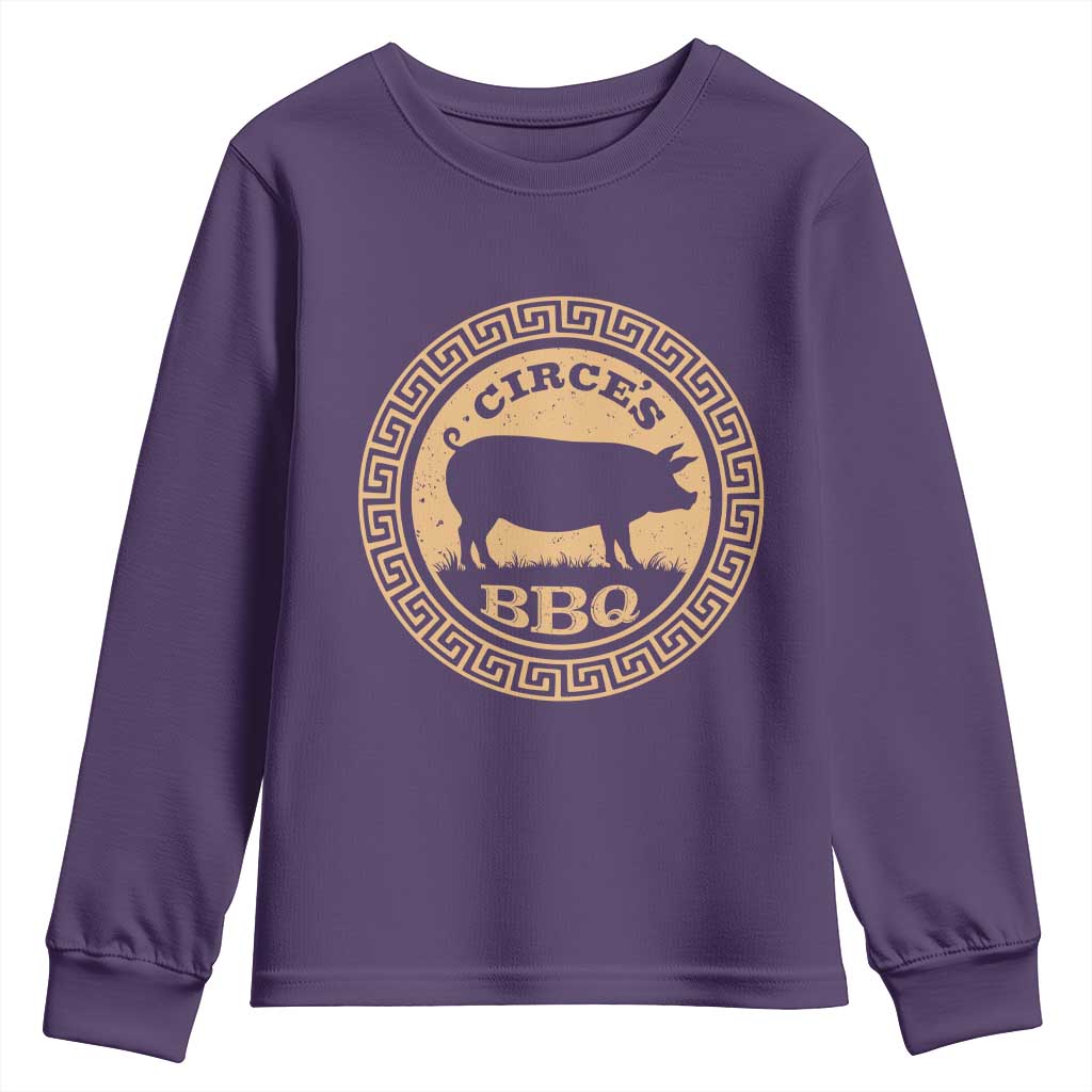 Circes BBQ Ancient Greek Mythology Dark Humor Youth Sweatshirt Odysseus Pigs Odyssey Parody History Lover Gift