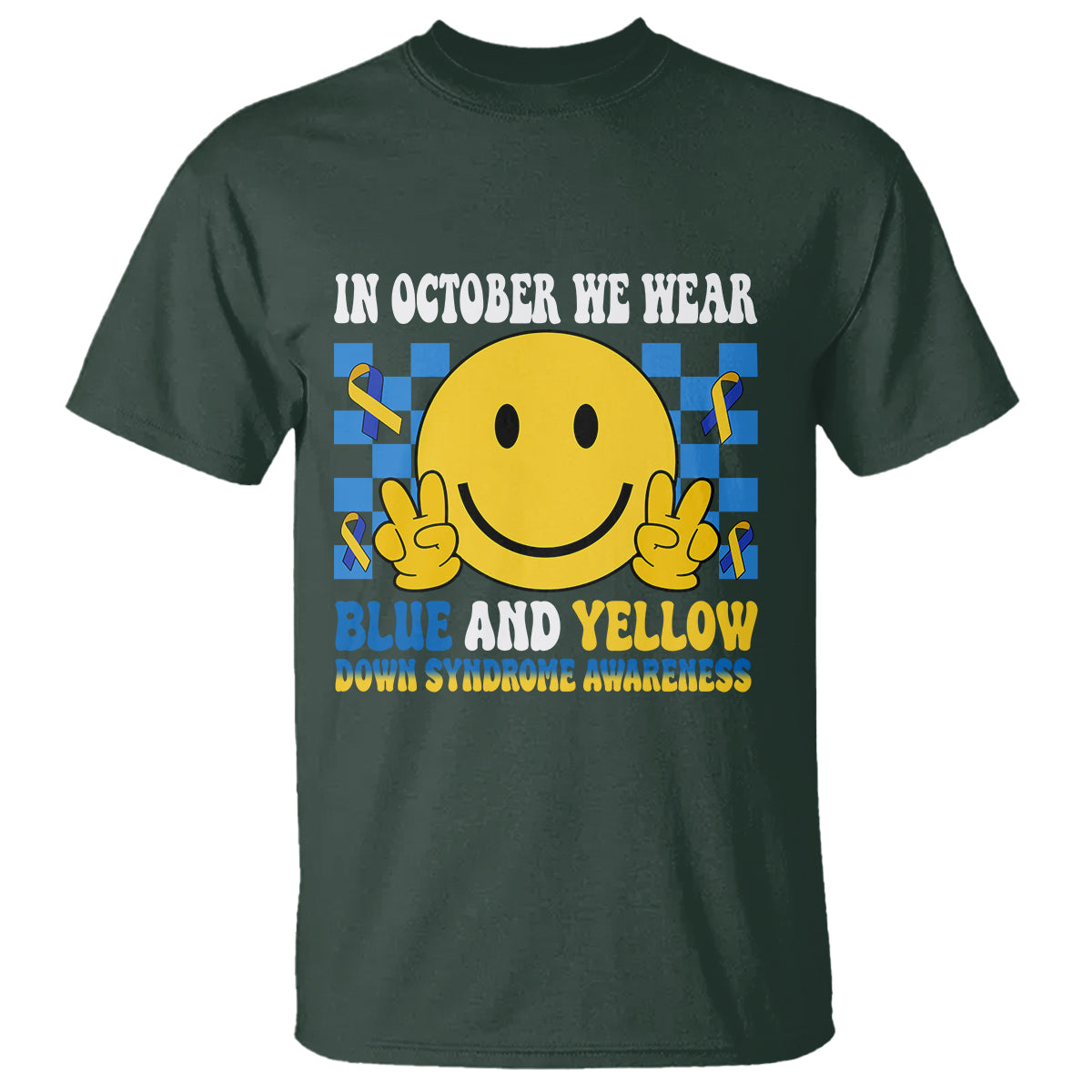 Down Syndrome Awareness T Shirt In October We Wear Blue And Yellow Support Squad - Wonder Print Shop