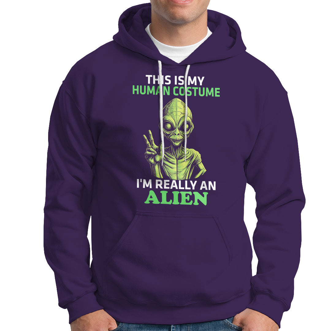 Alien Costume Hoodie This Is My Human Costume I'm Really Weird Weirdo - Wonder Print Shop