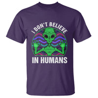 Green Turquoise Alien Face T Shirt Funny I Don't Believe In Human - Wonder Print Shop