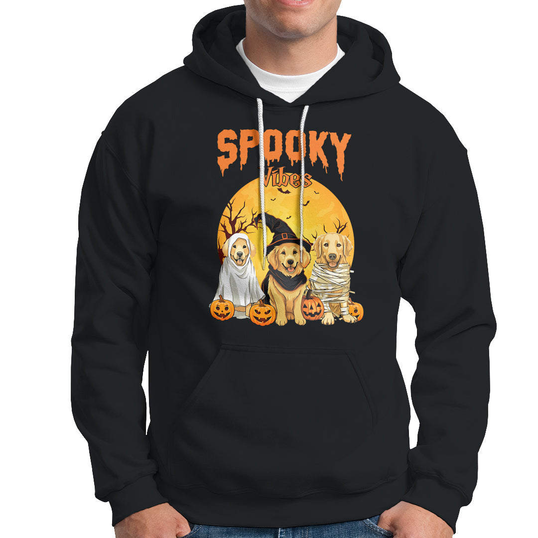 Halloween Golden Retriever Hoodie Ghost Dogs Boo Sheet Spooky Vibes - Wonder Print Shop
