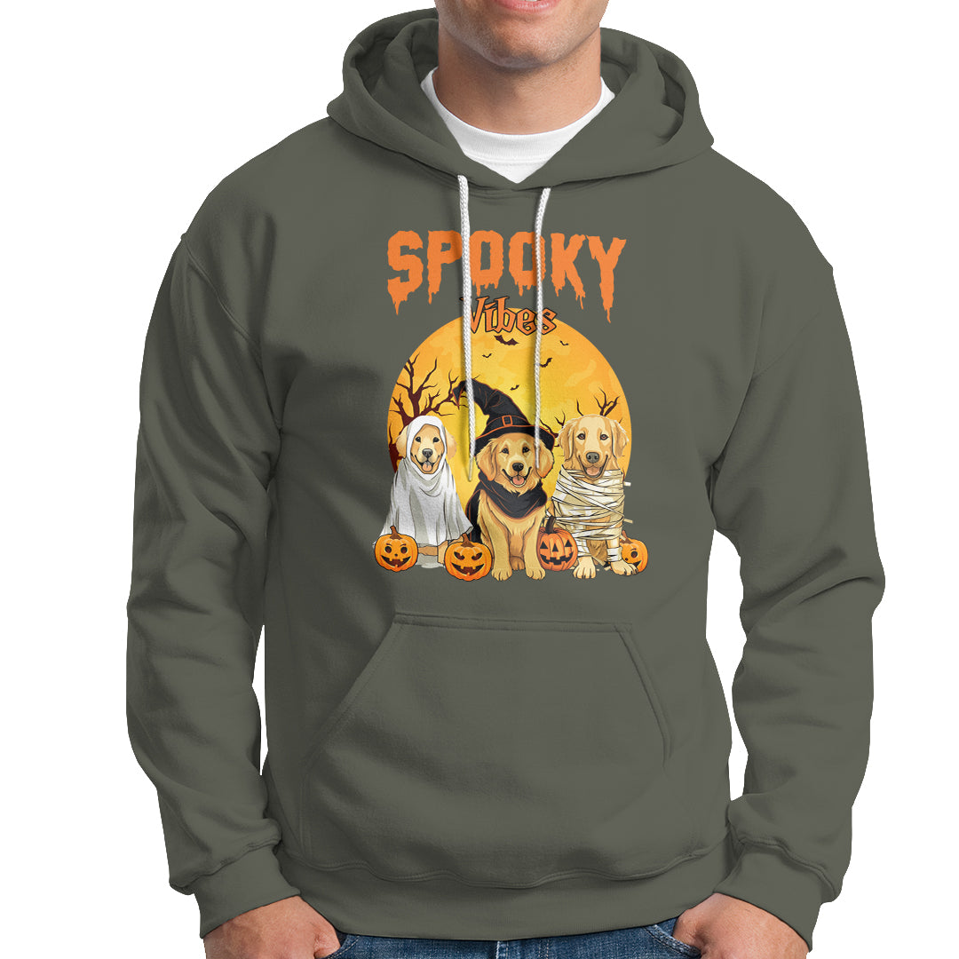 Halloween Golden Retriever Hoodie Ghost Dogs Boo Sheet Spooky Vibes - Wonder Print Shop