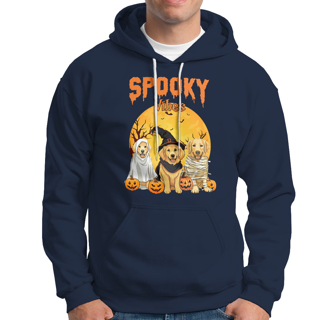 Halloween Golden Retriever Hoodie Ghost Dogs Boo Sheet Spooky Vibes - Wonder Print Shop