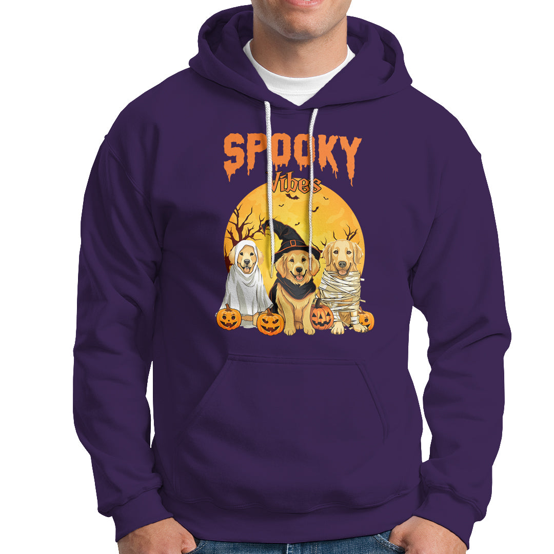 Halloween Golden Retriever Hoodie Ghost Dogs Boo Sheet Spooky Vibes - Wonder Print Shop