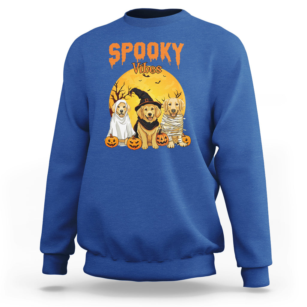 Halloween Golden Retriever Sweatshirt Ghost Dogs Boo Sheet Spooky Vibes - Wonder Print Shop