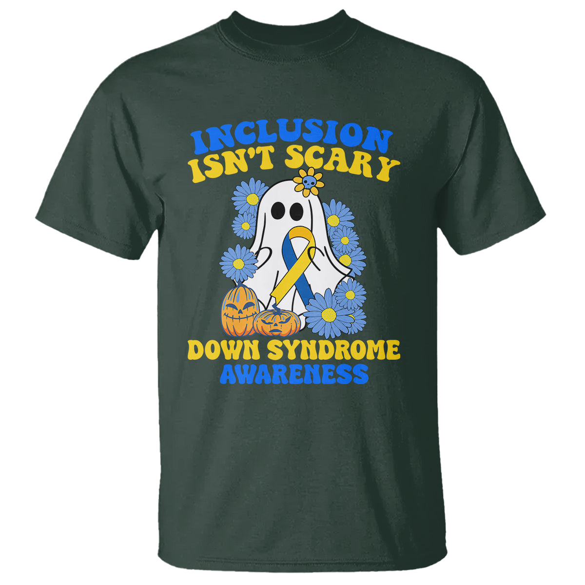 Down Syndrome Awareness T Shirt Inclusion Isn't Scary Halloween Ghost Boo Sheet Support Squad - Wonder Print Shop