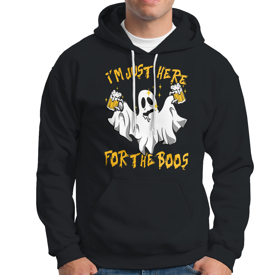 Ghost Halloween Costume Hoodie I'm Just Here For The Boos Drunk Drinking Boo Sheet - Wonder Print Shop