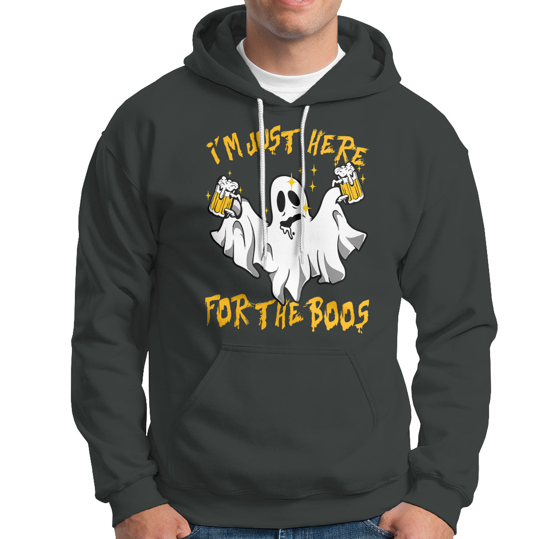 Ghost Halloween Costume Hoodie I'm Just Here For The Boos Drunk Drinking Boo Sheet - Wonder Print Shop