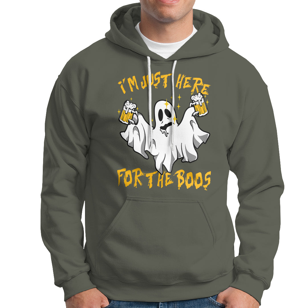 Ghost Halloween Costume Hoodie I'm Just Here For The Boos Drunk Drinking Boo Sheet - Wonder Print Shop