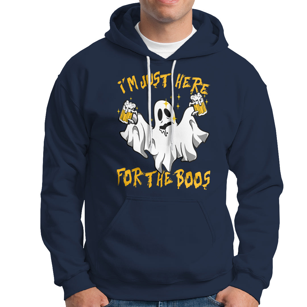 Ghost Halloween Costume Hoodie I'm Just Here For The Boos Drunk Drinking Boo Sheet - Wonder Print Shop