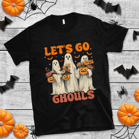 Ghost Halloween Costume T Shirt Let's Go Ghouls Retro Boo Sheet - Wonder Print Shop