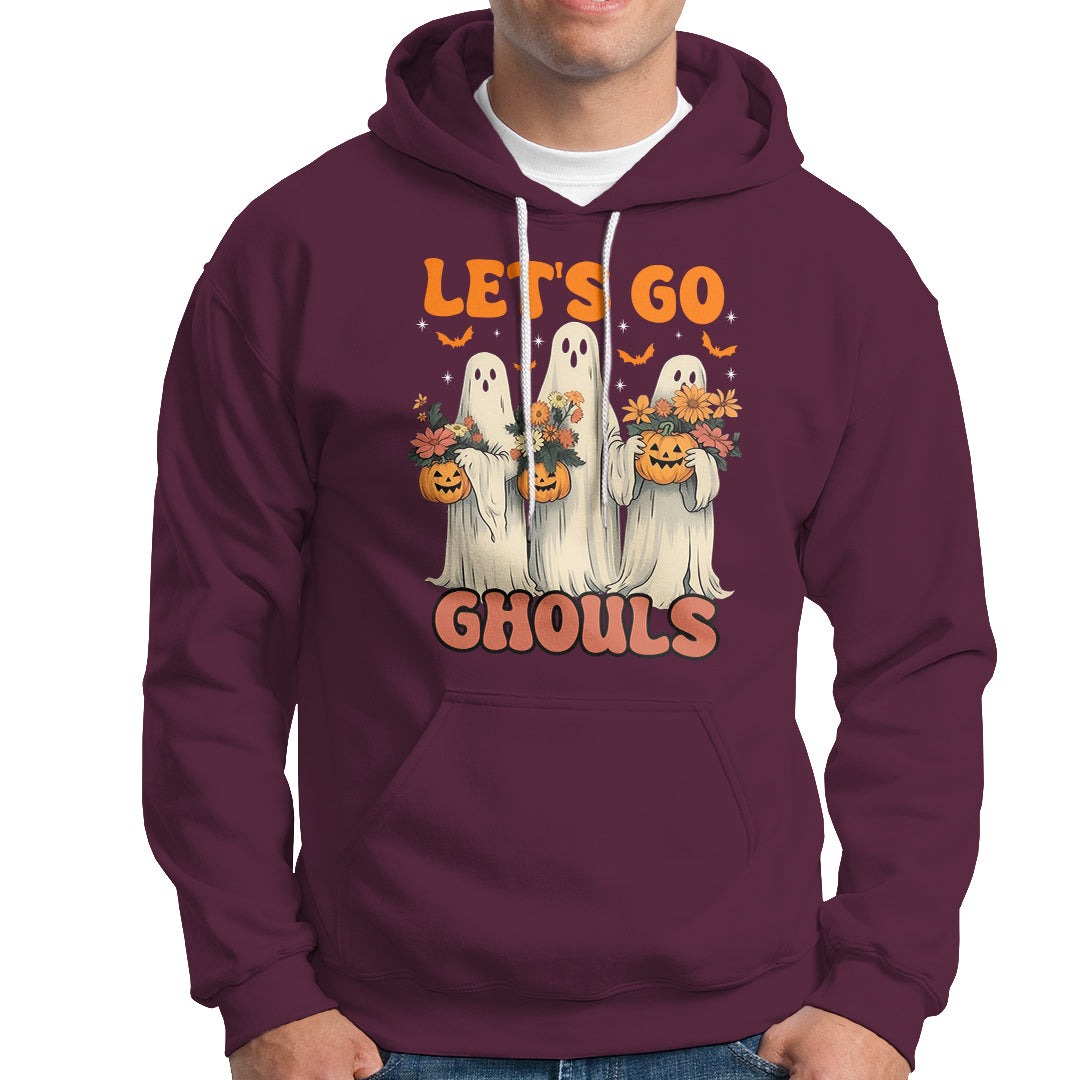 Ghost Halloween Costume Hoodie Let's Go Ghouls Retro Boo Sheet - Wonder Print Shop