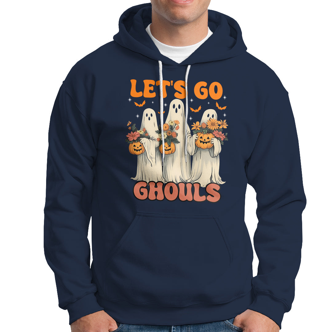 Ghost Halloween Costume Hoodie Let's Go Ghouls Retro Boo Sheet - Wonder Print Shop