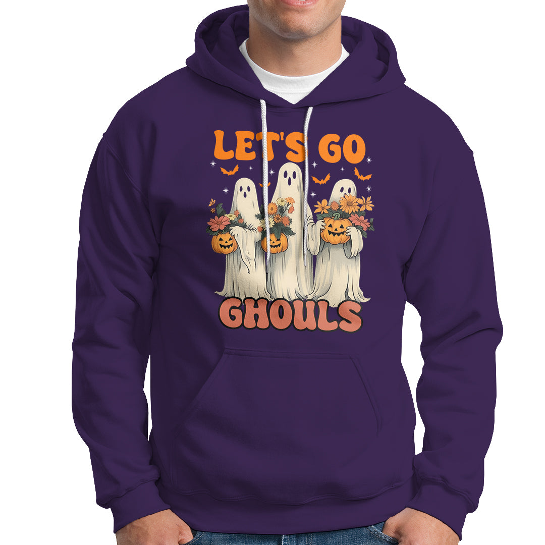 Ghost Halloween Costume Hoodie Let's Go Ghouls Retro Boo Sheet - Wonder Print Shop