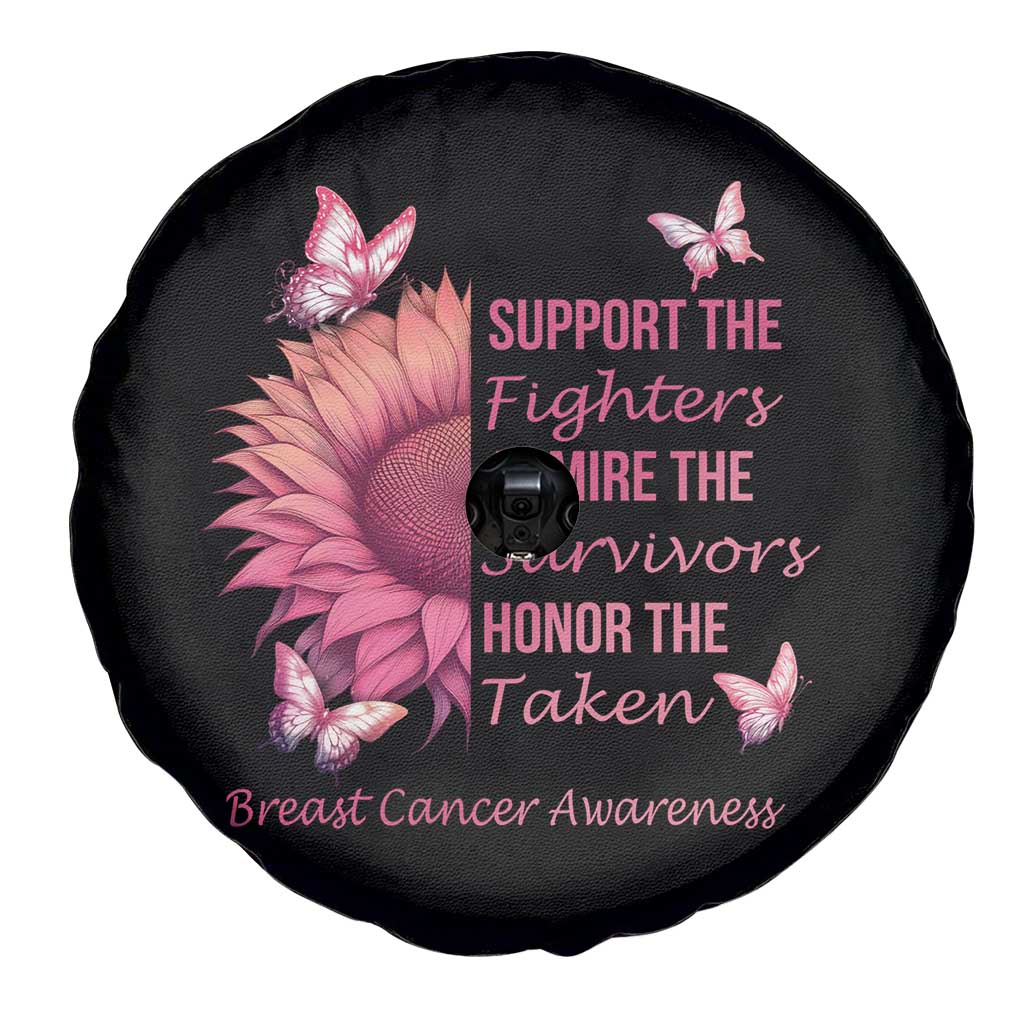 Breast Cancer Awareness Spare Tire Cover Support Admire Honor Pink Sunflower