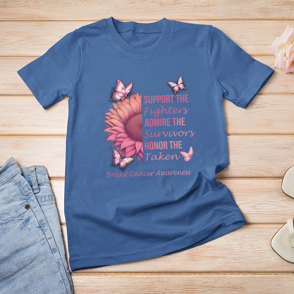 Breast Cancer Awareness T Shirt Support Admire Honor Breast Cancer Warrior Survivor Pink Sunflower - Wonder Print Shop