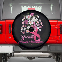 Breast Cancer Awareness Spare Tire Cover Pink Ribbon Flower Bouquet