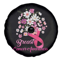 Breast Cancer Awareness Spare Tire Cover Pink Ribbon Flower Bouquet