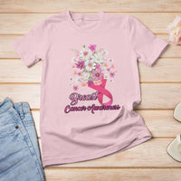 Breast Cancer Awareness T Shirt Pink Ribbon Flower Bouquet Supoprt Women Breast Cancer Warrior - Wonder Print Shop