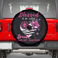 Breast Cancer Awareness Spare Tire Cover Blessed To Be Called Breast Cancer Survivor Pink Butterfly