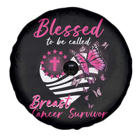 Breast Cancer Awareness Spare Tire Cover Blessed To Be Called Breast Cancer Survivor Pink Butterfly