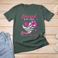 Breast Cancer Awareness T Shirt Blessed To Be Called Breast Cancer Survivor Pink Butterfly - Wonder Print Shop