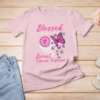 Breast Cancer Awareness T Shirt Blessed To Be Called Breast Cancer Survivor Pink Butterfly - Wonder Print Shop