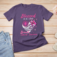 Breast Cancer Awareness T Shirt Blessed To Be Called Breast Cancer Survivor Pink Butterfly - Wonder Print Shop