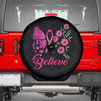 Breast Cancer Awareness Spare Tire Cover Believe Butterfly Flower Pink Ribbon Support Squad