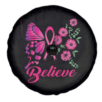 Breast Cancer Awareness Spare Tire Cover Believe Butterfly Flower Pink Ribbon Support Squad