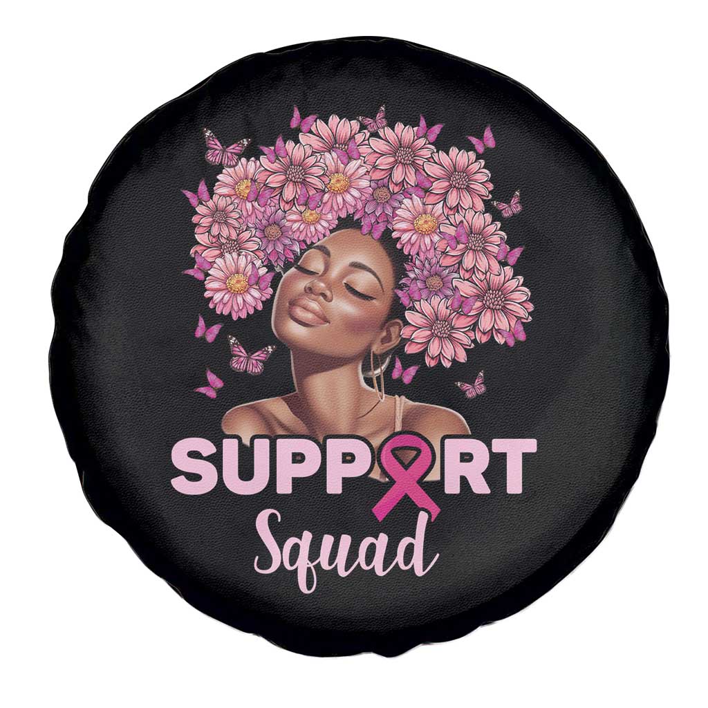 Breast Cancer Awareness Spare Tire Cover Support Squad Black Afro Women Pink Ribbon Sunflower