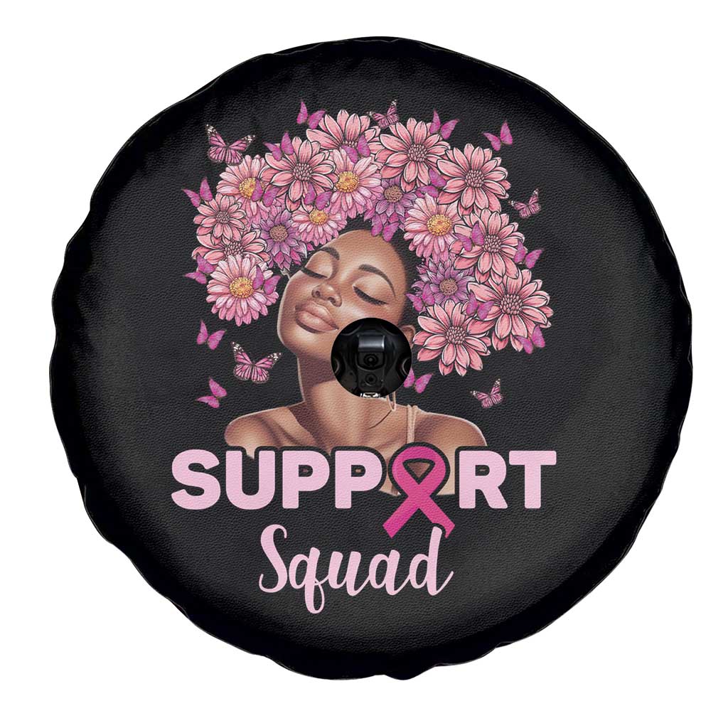 Breast Cancer Awareness Spare Tire Cover Support Squad Black Afro Women Pink Ribbon Sunflower