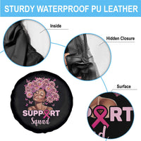 Breast Cancer Awareness Spare Tire Cover Support Squad Black Afro Women Pink Ribbon Sunflower