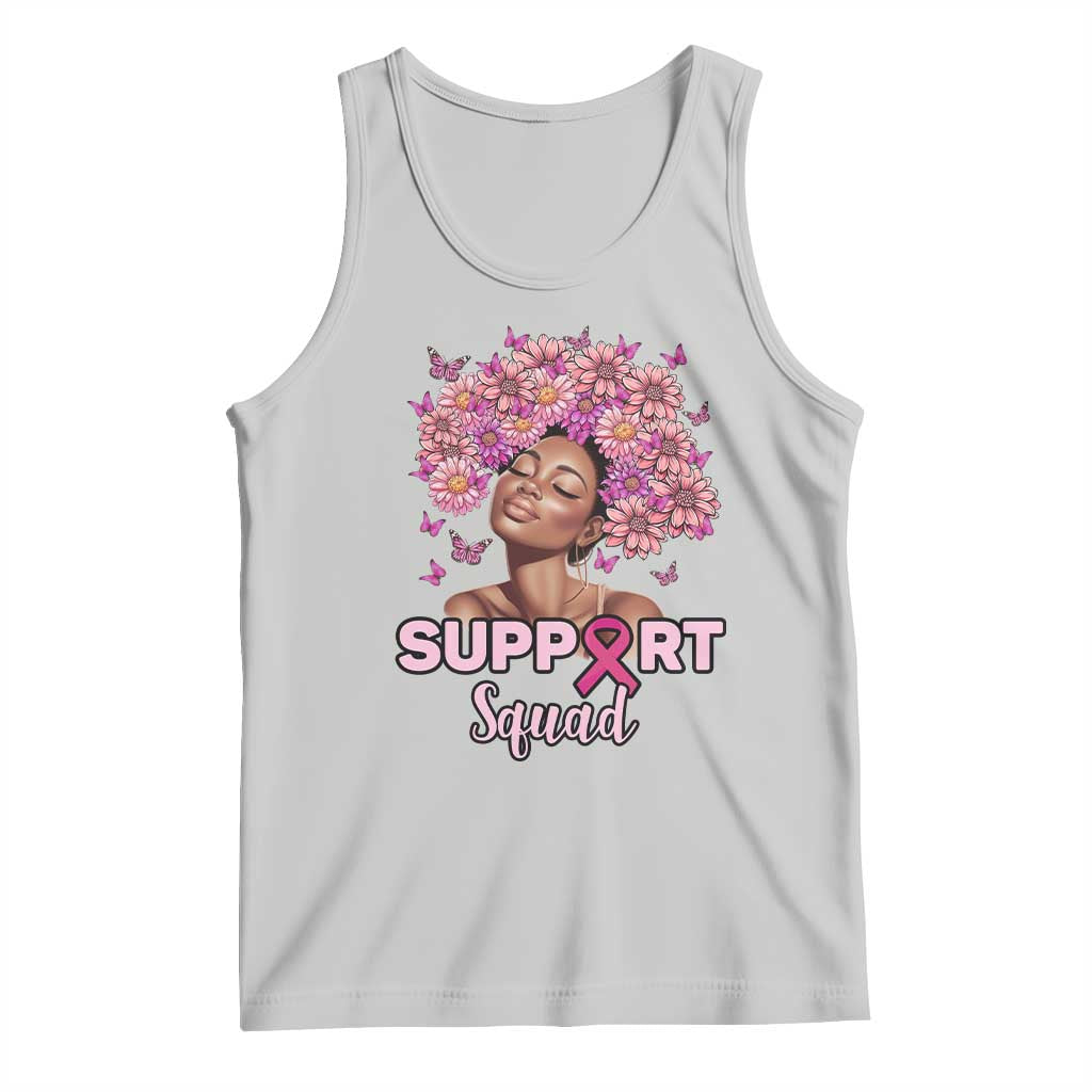 Breast Cancer Awareness Tank Top Black Afro Woman Support Squad Pink Ribbon Sunflower