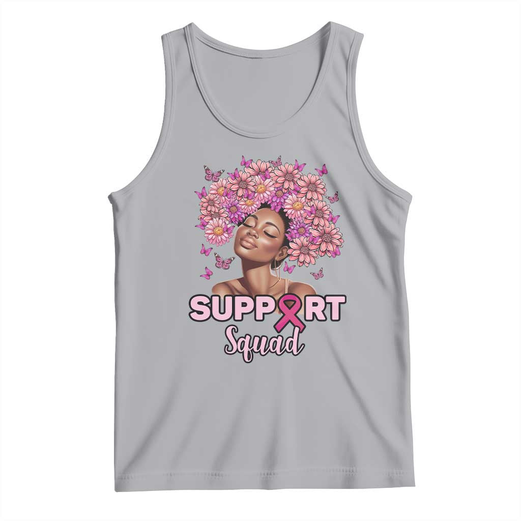Breast Cancer Awareness Tank Top Black Afro Woman Support Squad Pink Ribbon Sunflower