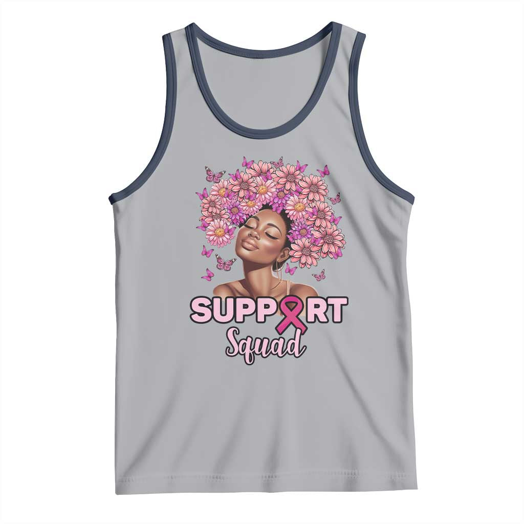 Breast Cancer Awareness Tank Top Black Afro Woman Support Squad Pink Ribbon Sunflower