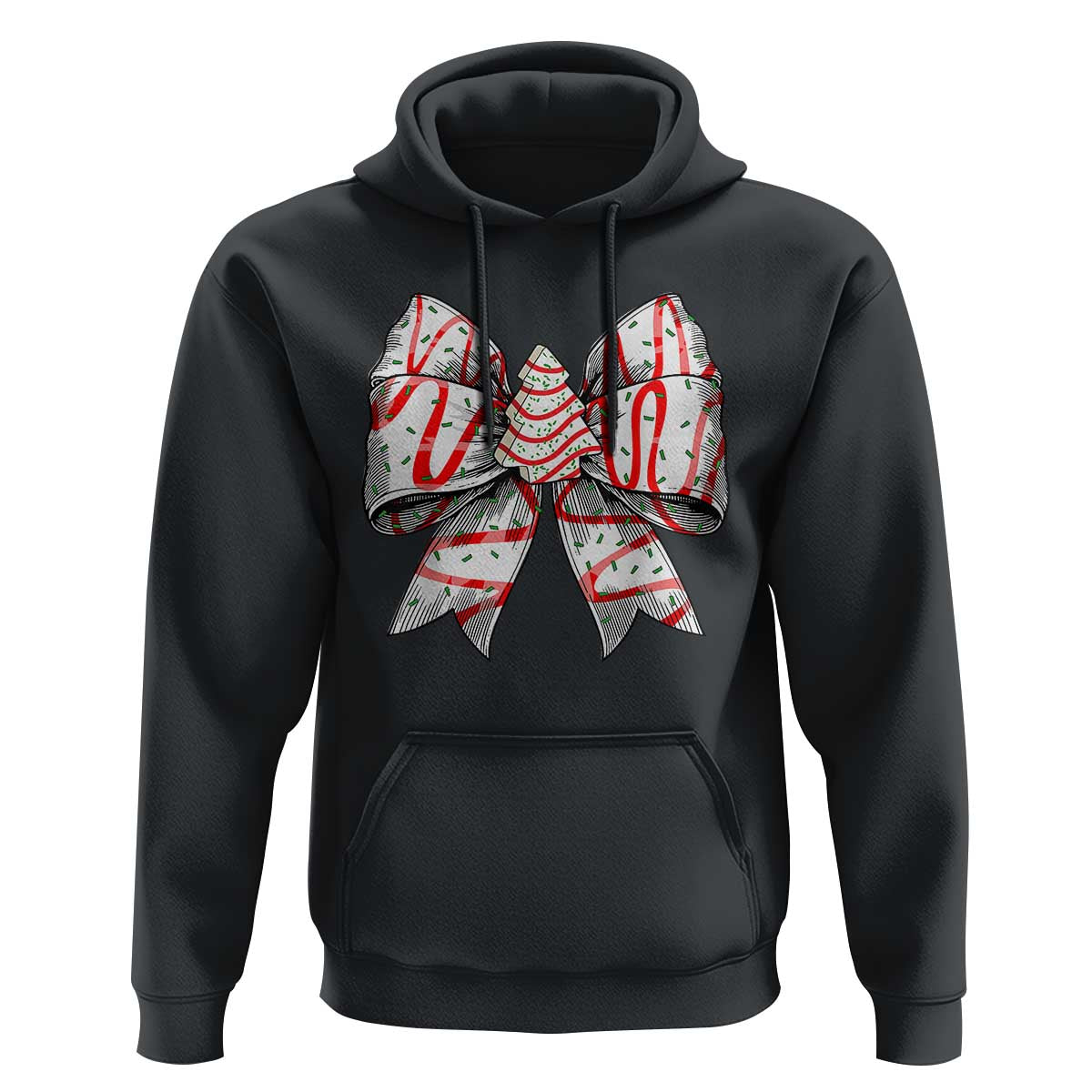 Coquette Bow Christmas Tree Cake Hoodie Xmas Vibes