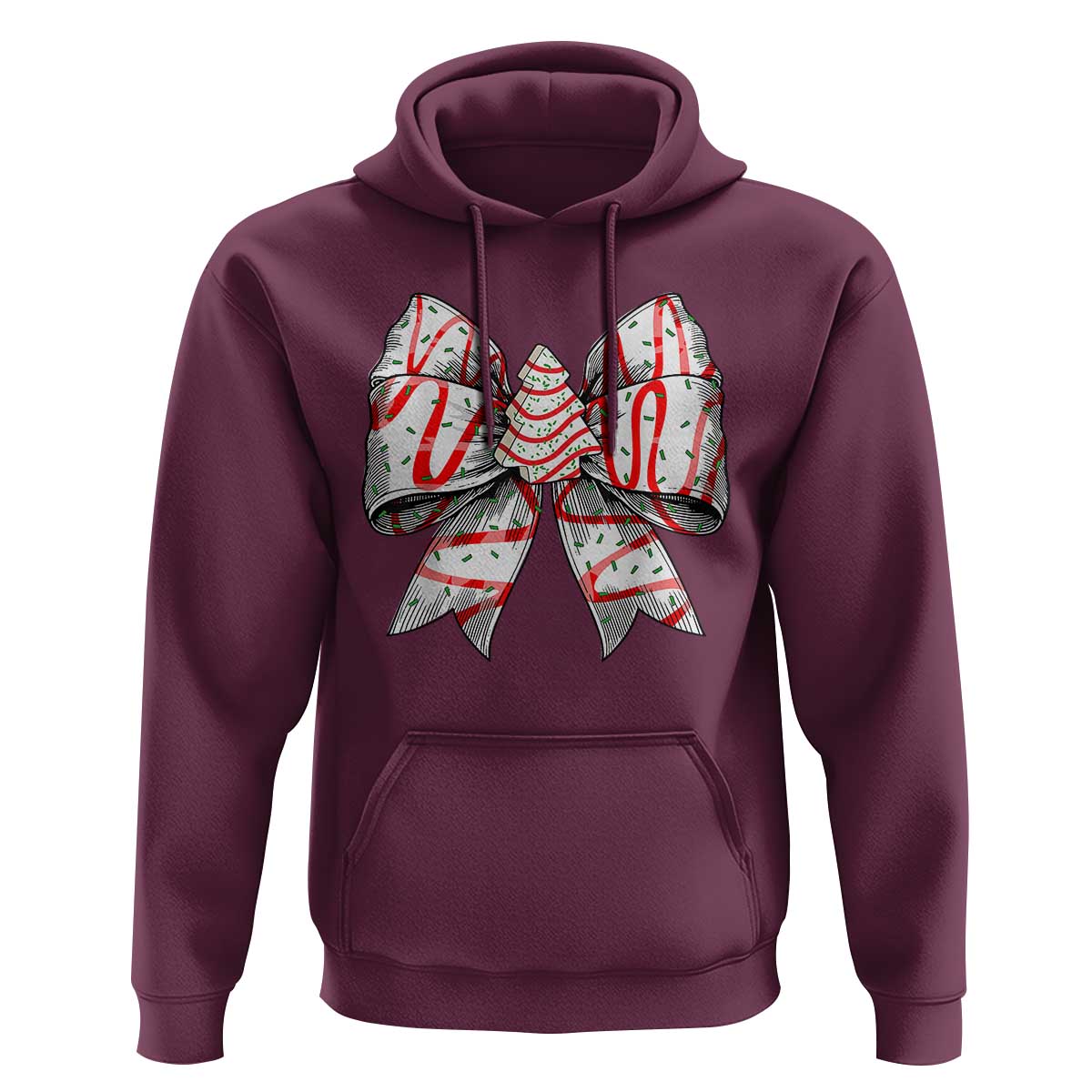 Coquette Bow Christmas Tree Cake Hoodie Xmas Vibes