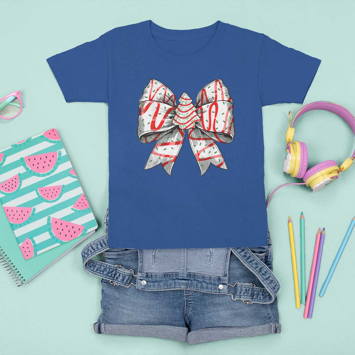Coquette Bow Christmas Tree Cake T Shirt For Kid Xmas Vibes - Wonder Print Shop