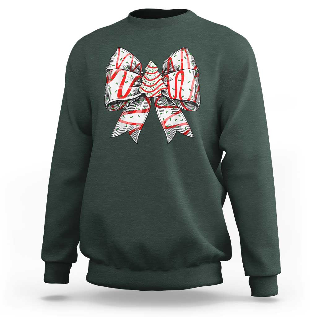 Coquette Bow Christmas Tree Cake Sweatshirt Xmas Vibes - Wonder Print Shop