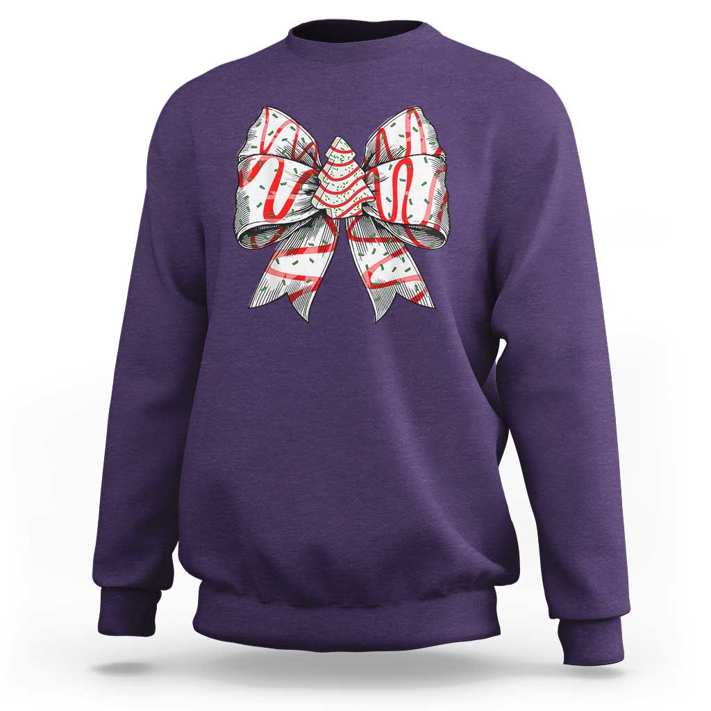 Coquette Bow Christmas Tree Cake Sweatshirt Xmas Vibes - Wonder Print Shop