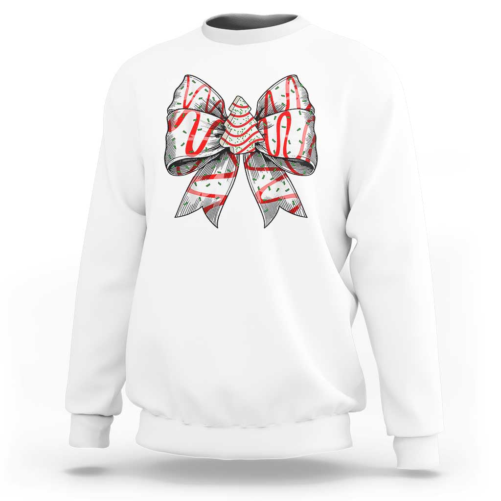 Coquette Bow Christmas Tree Cake Sweatshirt Xmas Vibes - Wonder Print Shop