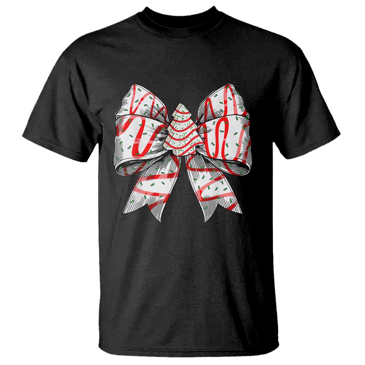 Coquette Bow Christmas Tree Cake T Shirt Xmas Vibes - Wonder Print Shop